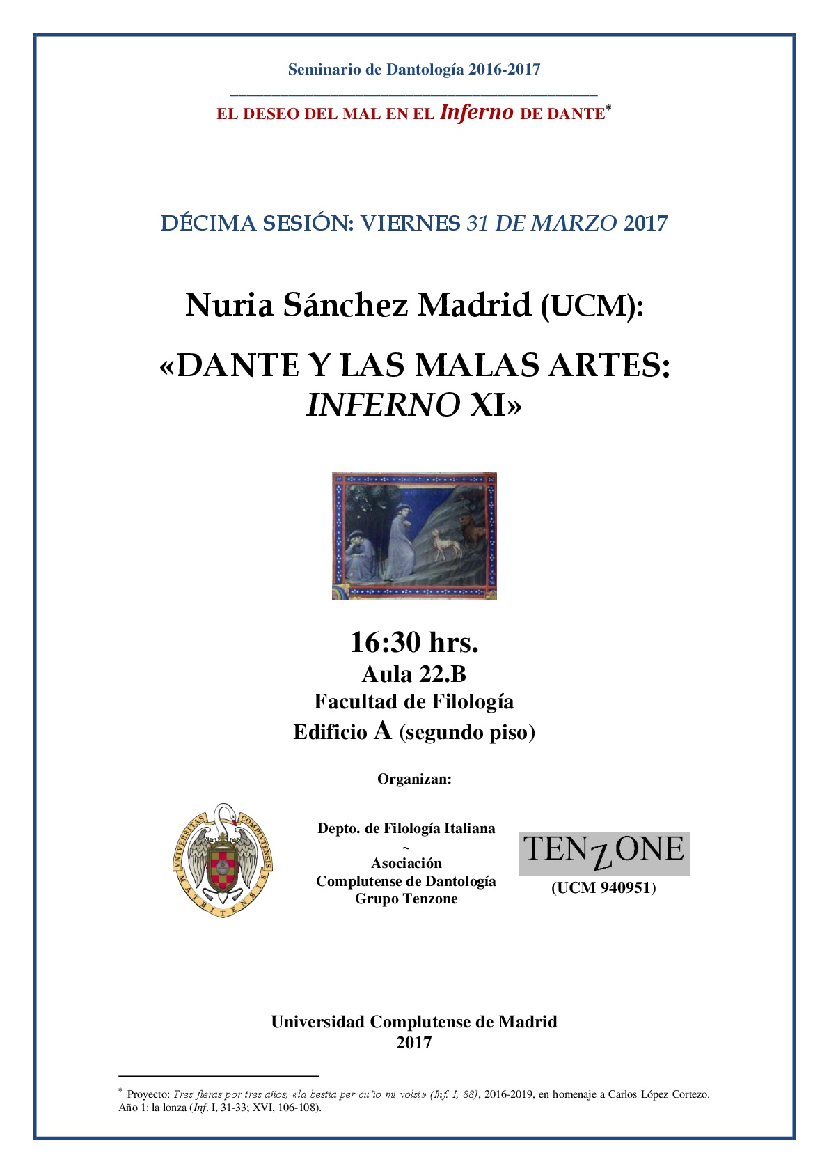 Seminario: El deseo del mal en el Inferno de Dante - 31 de marzo